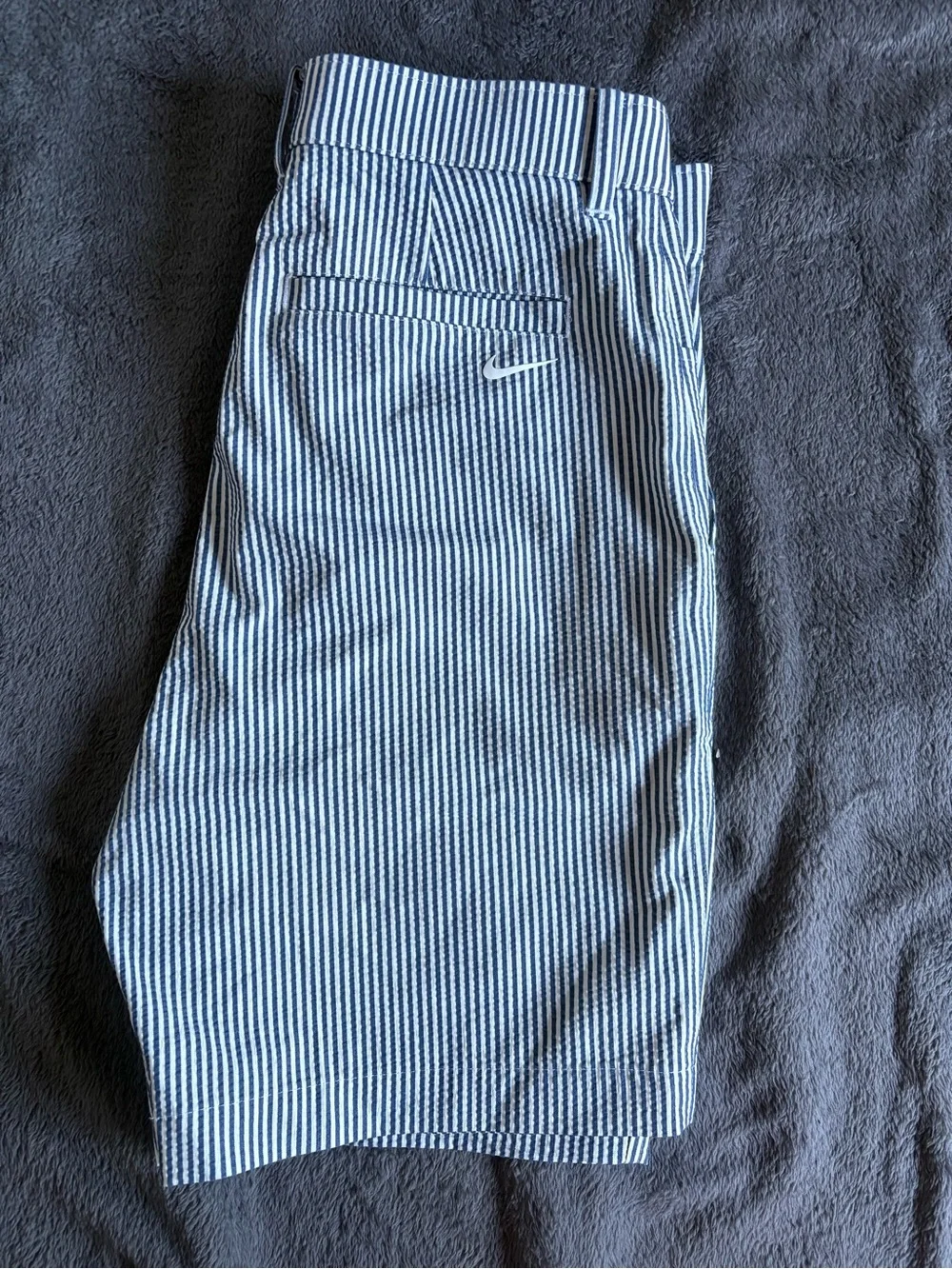 Nike Men's Blue & White Striped Flat Front Shorts
